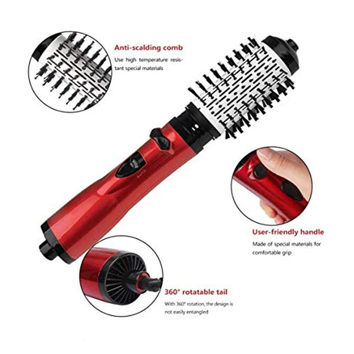 2 Replaceable Head 360 Rotating AirFlow Hot Air Brush Hair Straightener