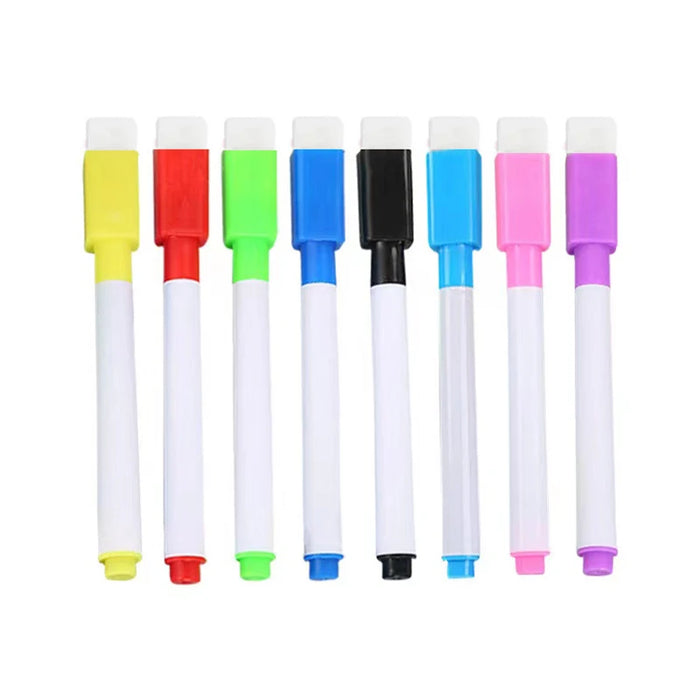 6pcs Brush Whiteboard Marker Pens Board Dry-Erase Pen With Eraser Markers