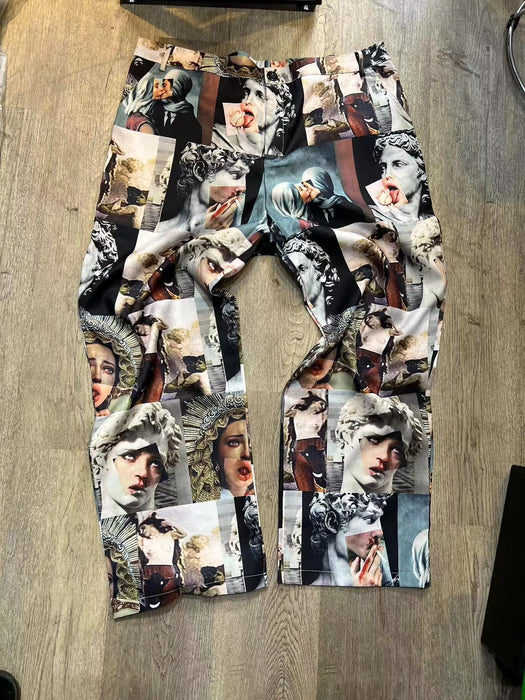 New Spring Autumn Men Pants Streetwear Printed Pants Straight