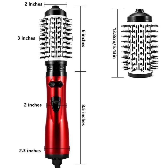 2 Replaceable Head 360 Rotating AirFlow Hot Air Brush Hair Straightener